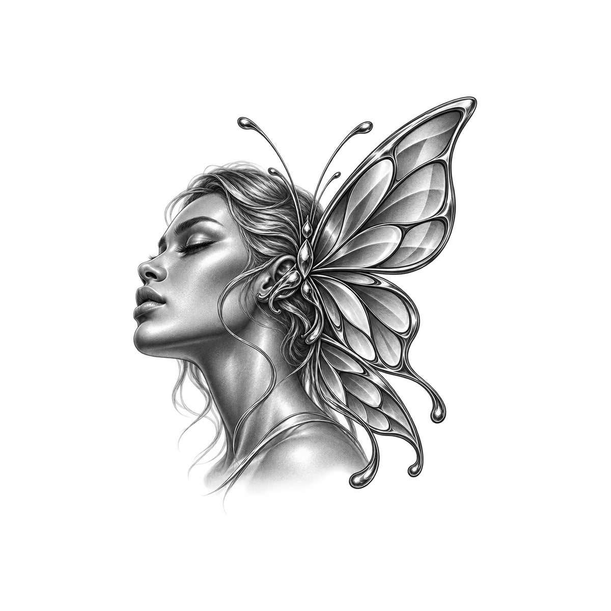 Glass Wing Profile Temporary Tattoo