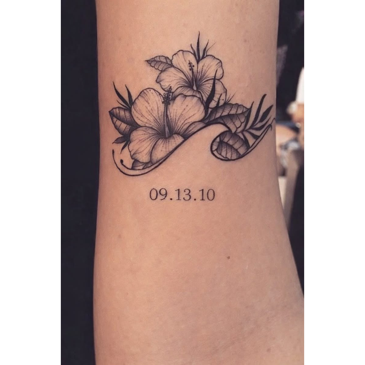 Flower with Date Temporary Tattoo