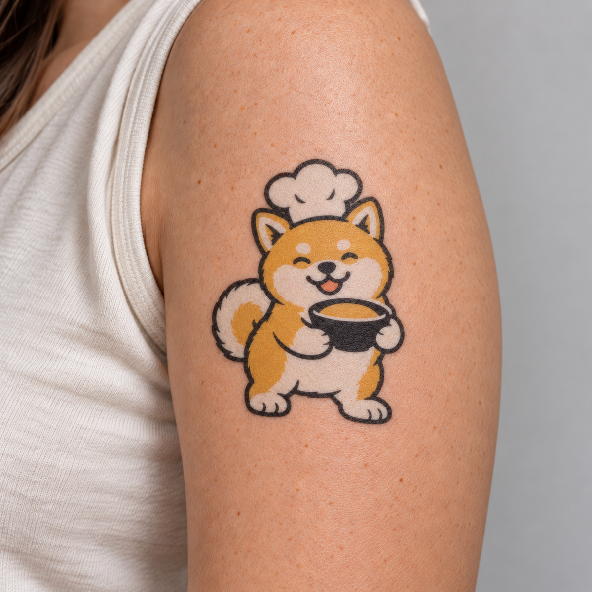 Chef Shiba Inu Temporary Tattoo