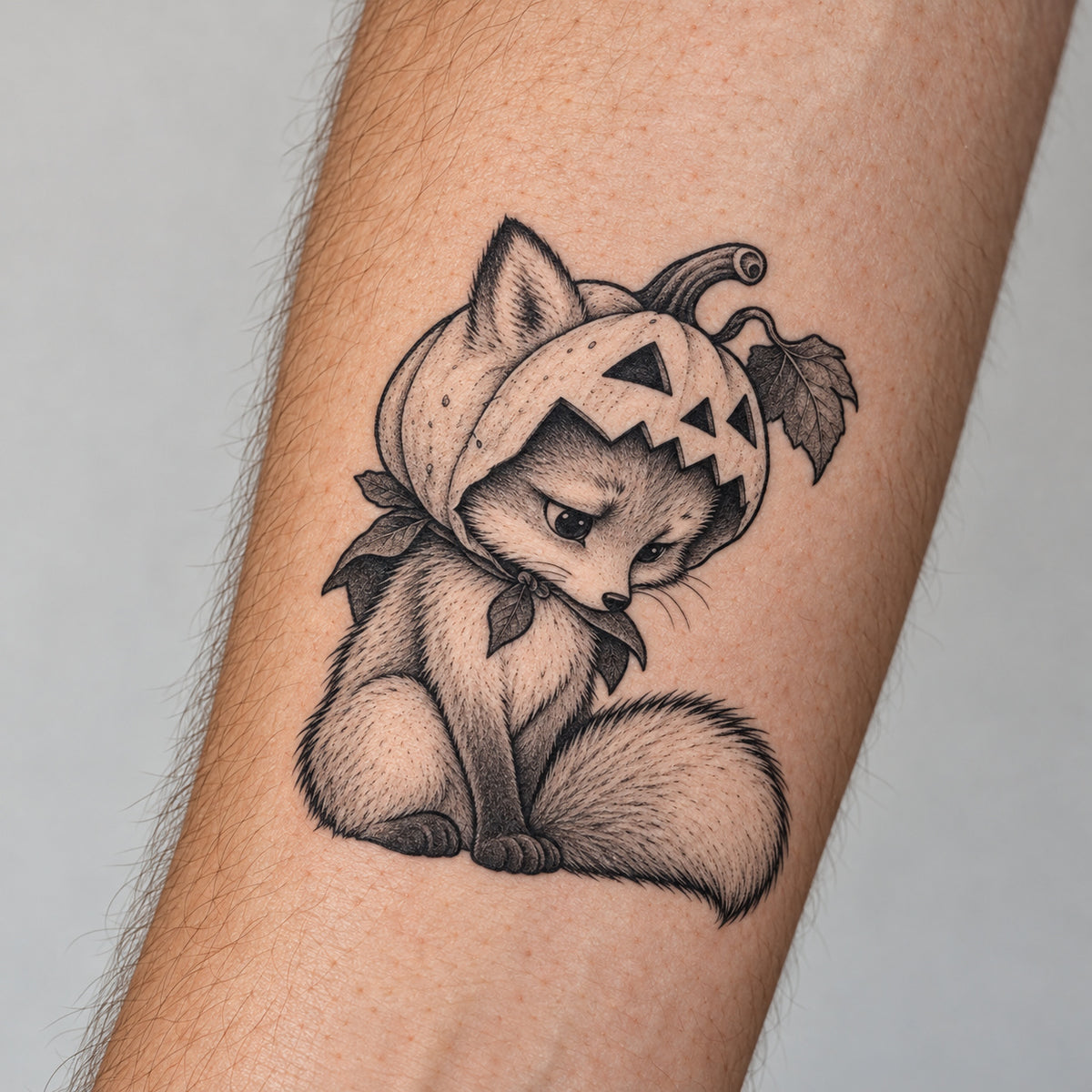 Pumpkin Fox Temporary Tattoo