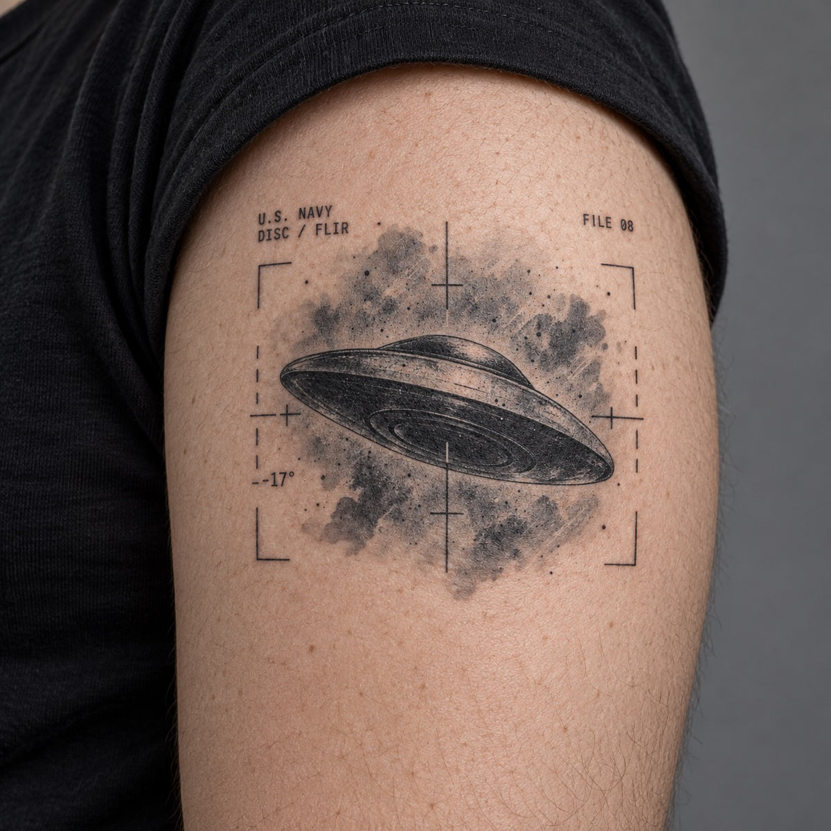 Disc Saucer Temporary Tattoo – Retro Sci-Fi Design