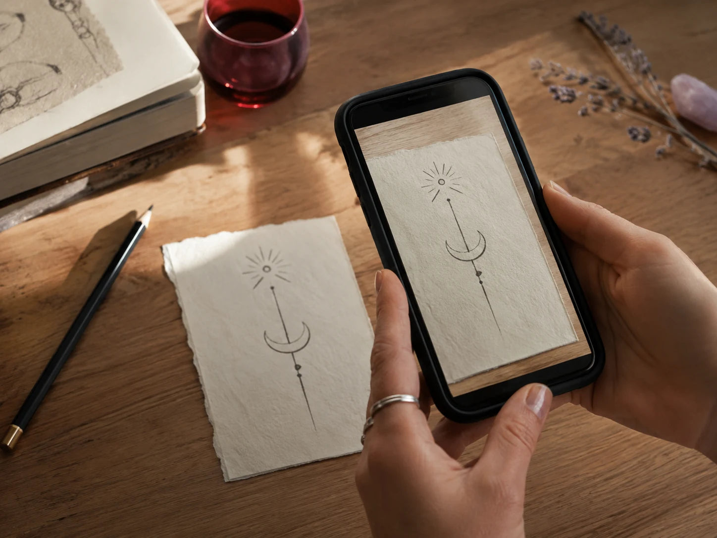 Photographing a hand-drawn tattoo idea