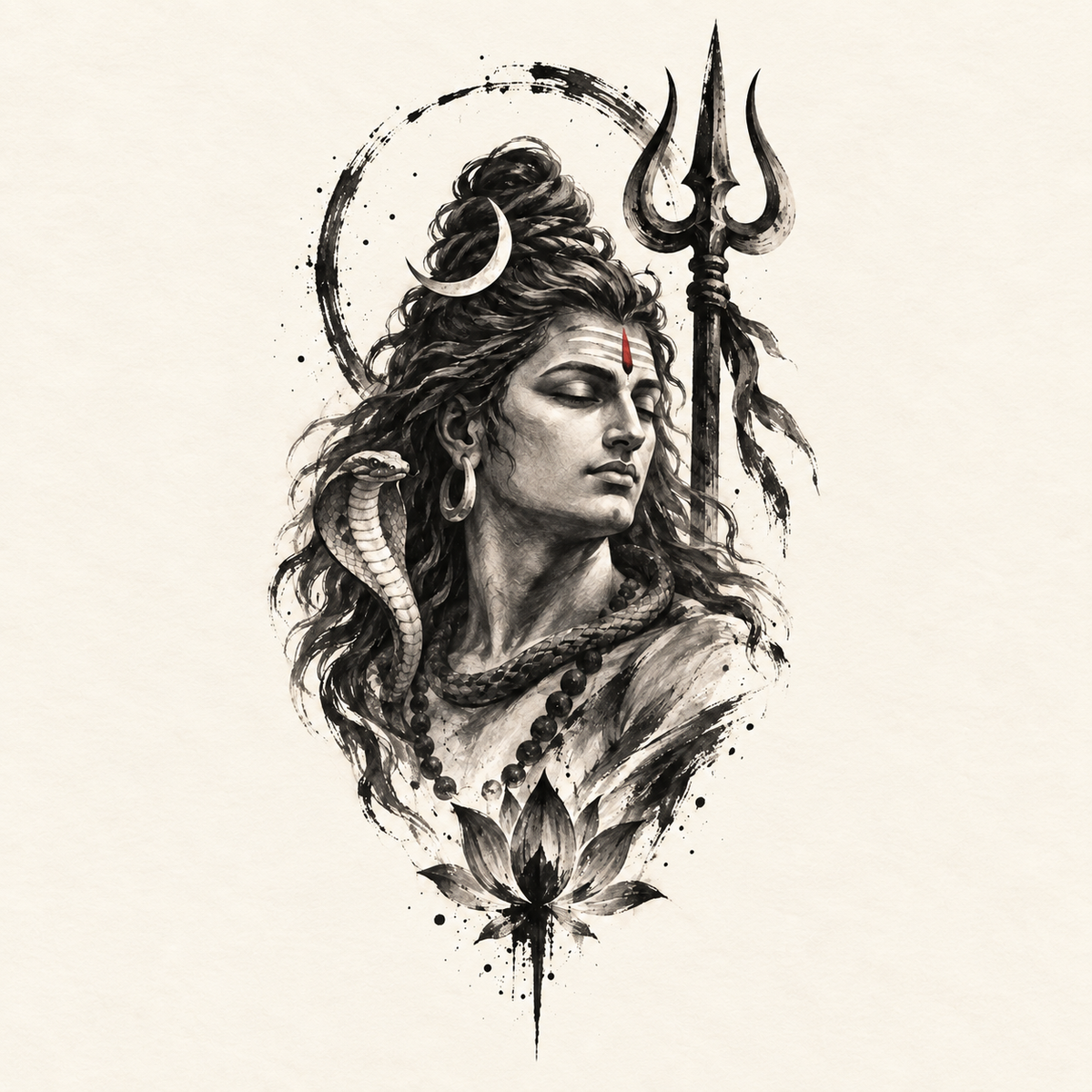 Shiva Temporary Tattoo – Spiritual Body Art Design