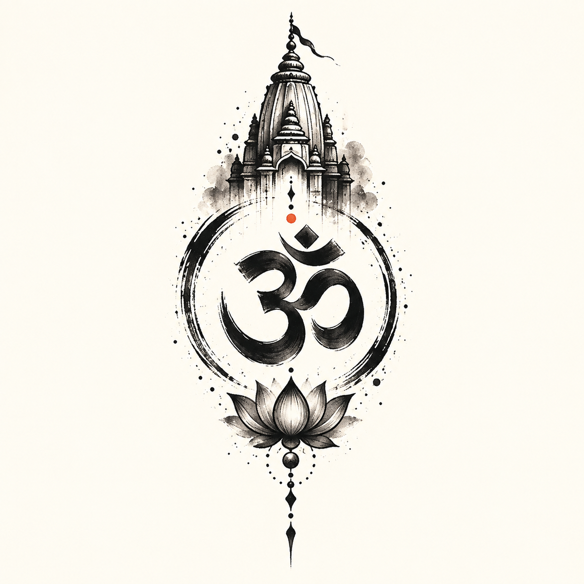Om Temple Temporary Tattoo