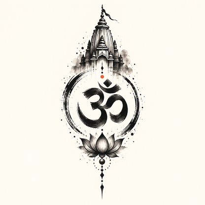 Om Temple Temporary Tattoo