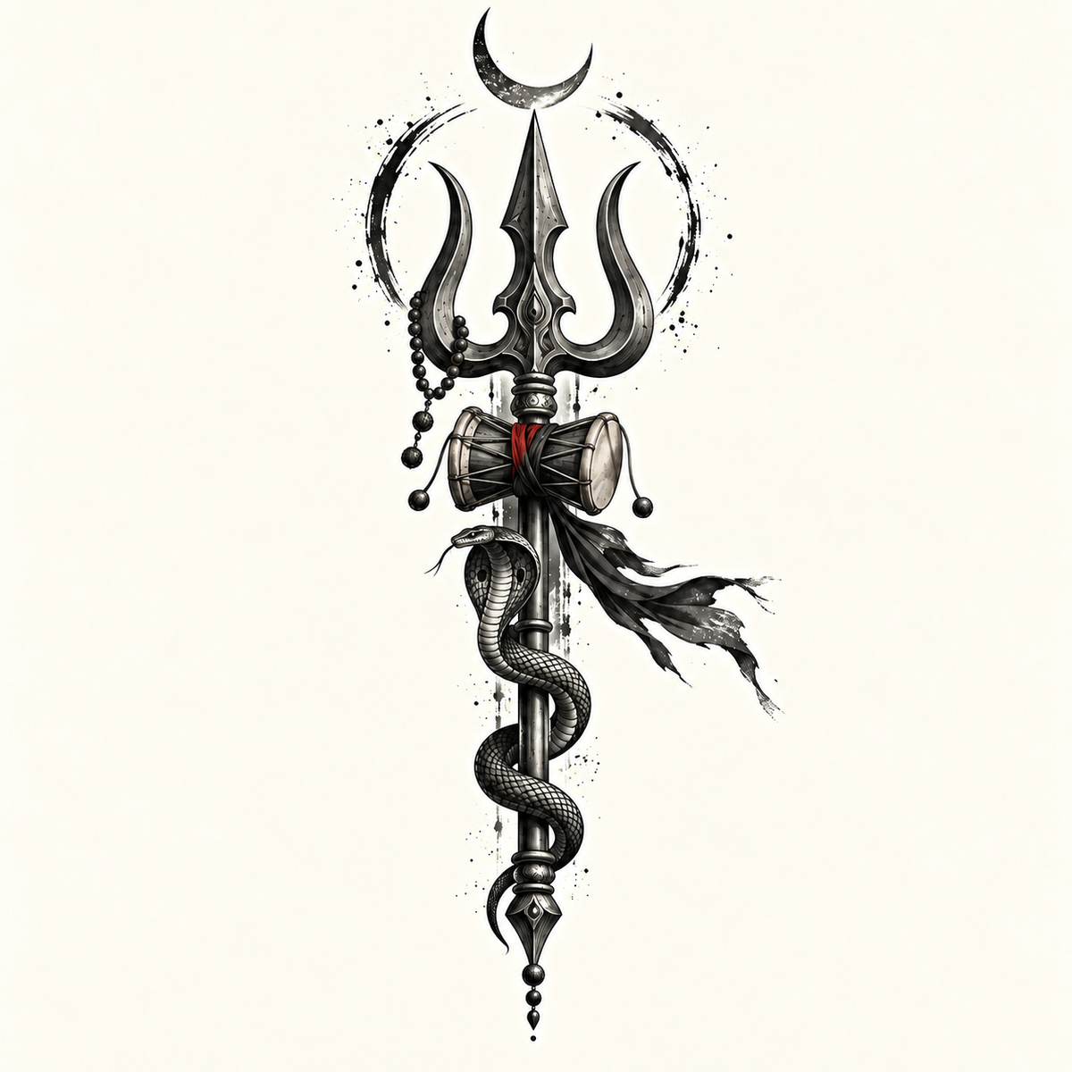 Trishula Damru Temporary Tattoo