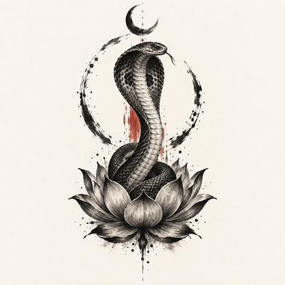 Cobra Lotus Temporary Tattoo