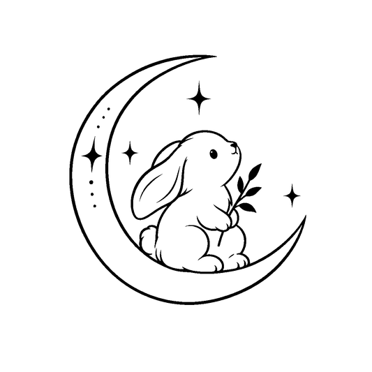 Moonlit Bunny Sprig Temporary Tattoo