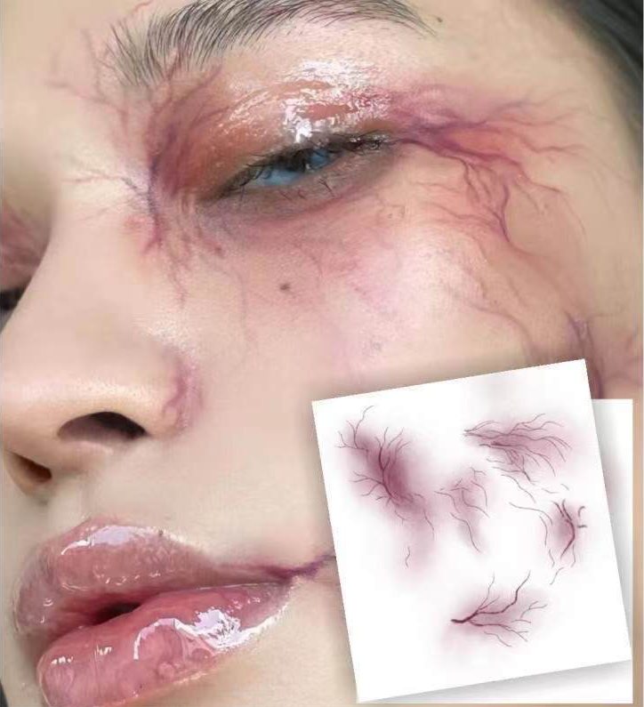 Purple Veins and Cracked Makeup Temporary Tattoo