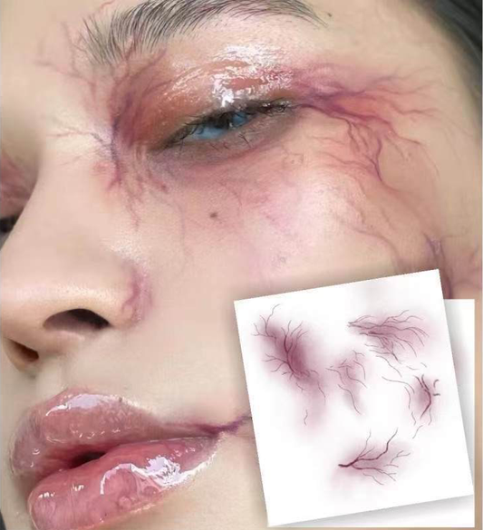 Purple Veins and Cracked Makeup Temporary Tattoo