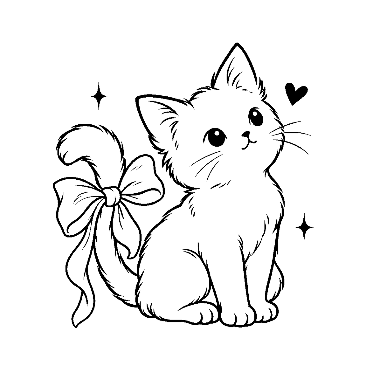 Coquette Ribbon Kitten Temporary Tattoo