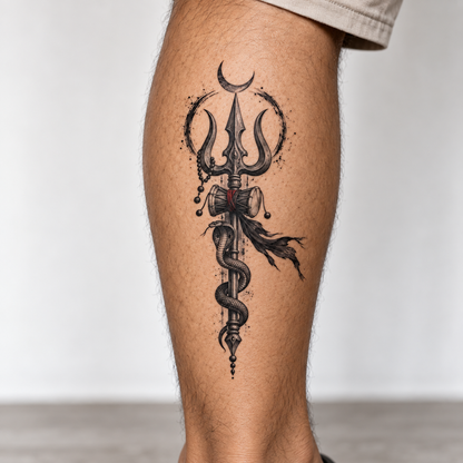 Trishula Damru Temporary Tattoo