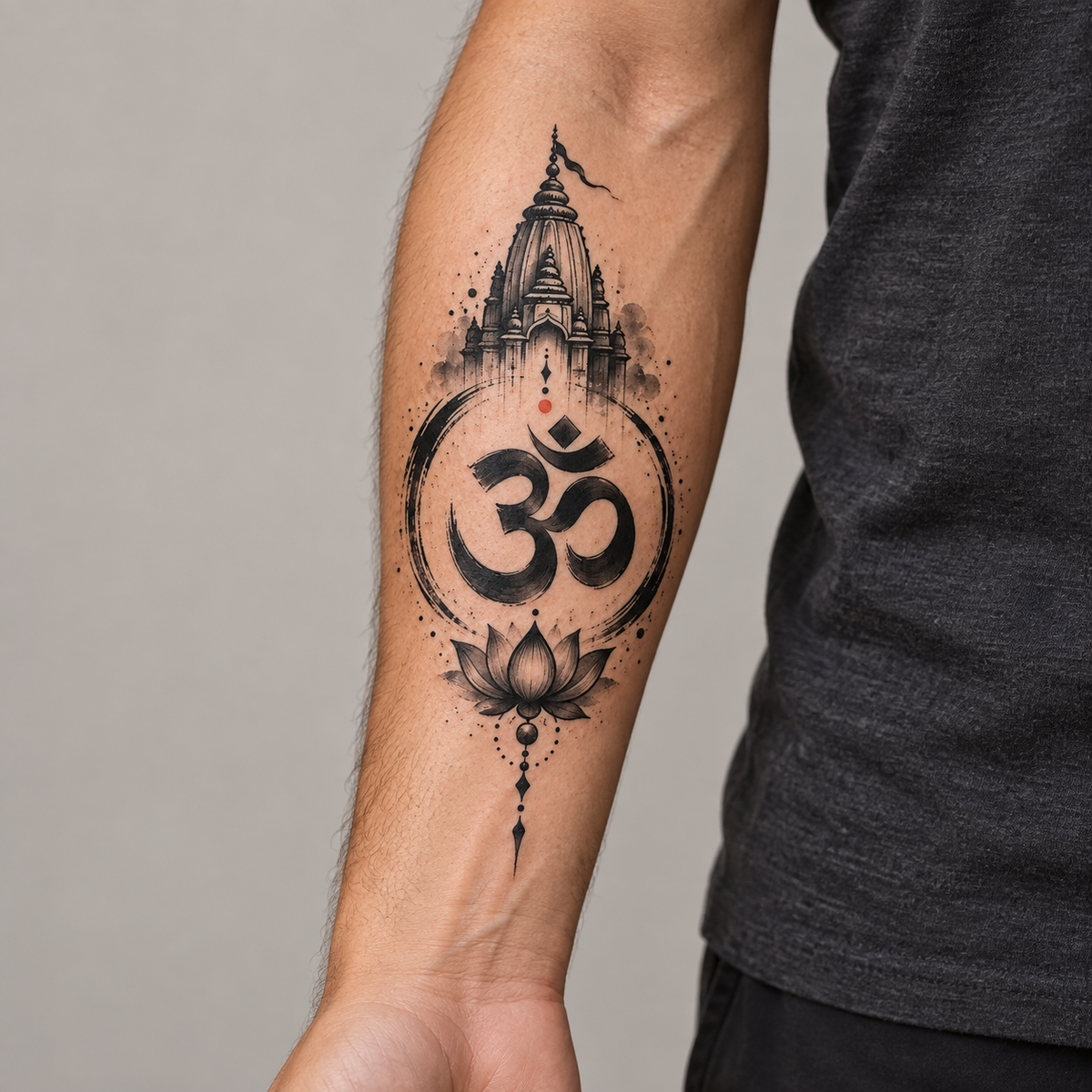 Om Temple Temporary Tattoo