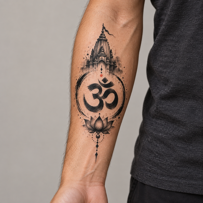 Om Temple Temporary Tattoo