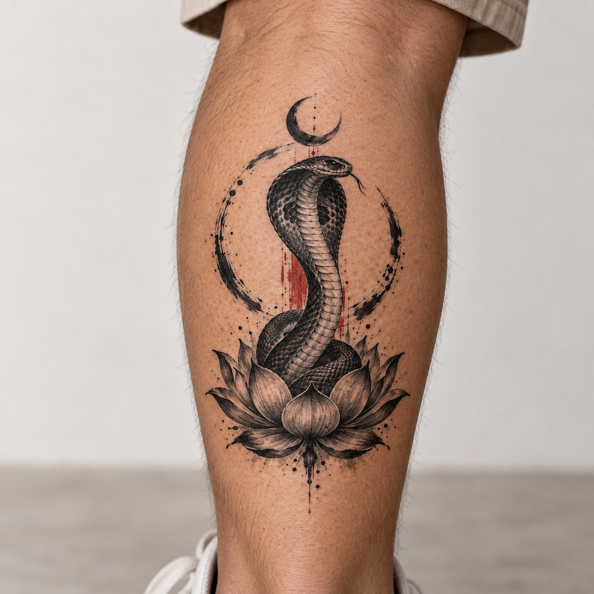 Cobra Lotus Temporary Tattoo