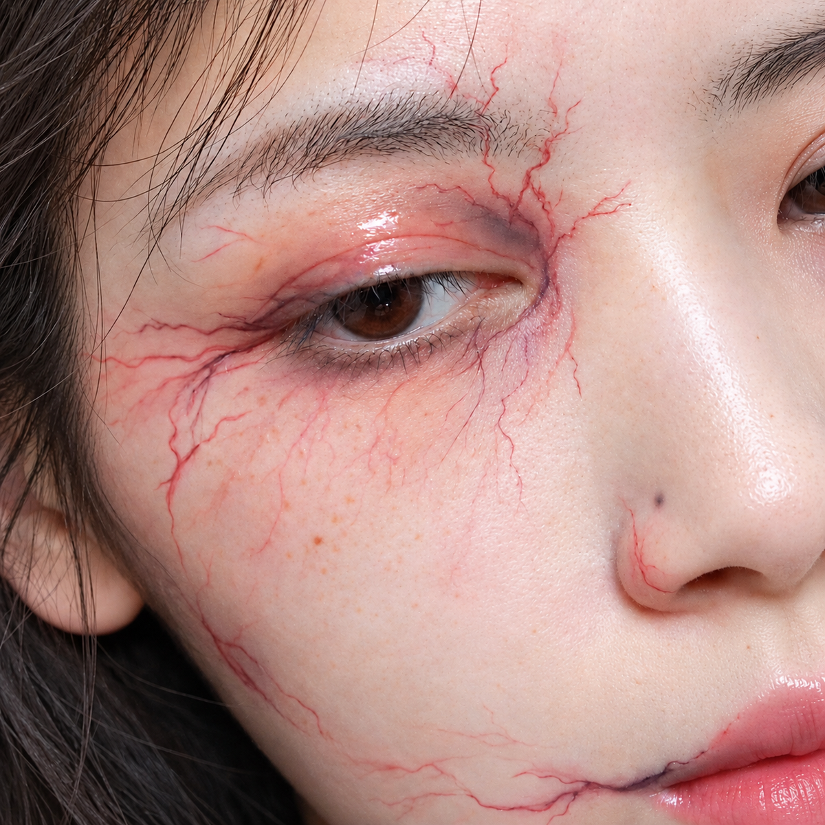 Purple Veins and Cracked Makeup Temporary Tattoo