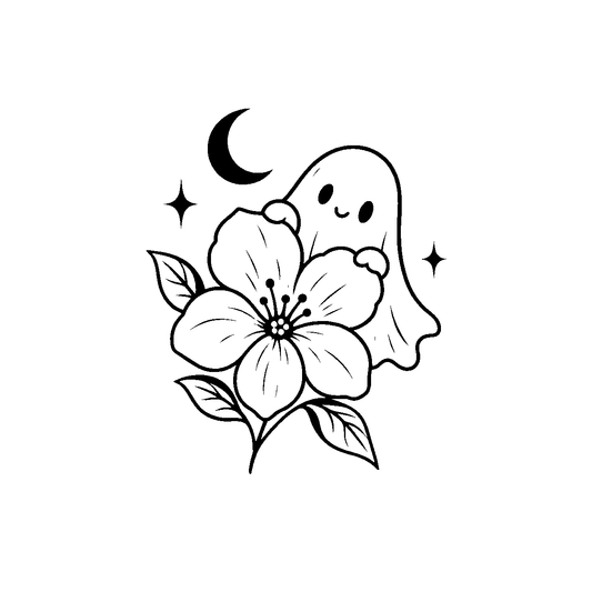 Friendly Flower Ghost Temporary Tattoo | Superink Lab