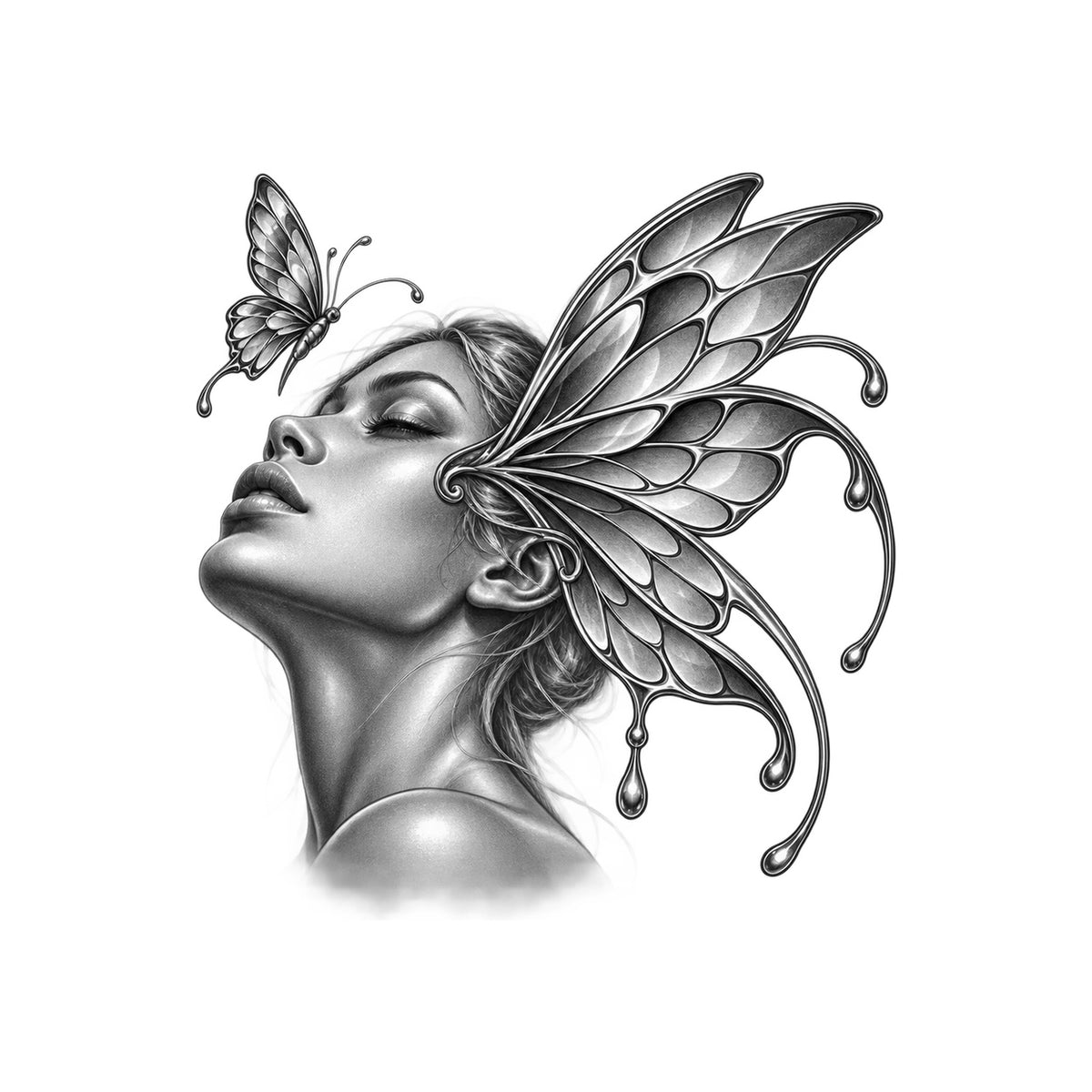 Silver Temple Profile Temporary Tattoo