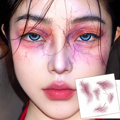 Purple Veins and Cracked Makeup Temporary Tattoo