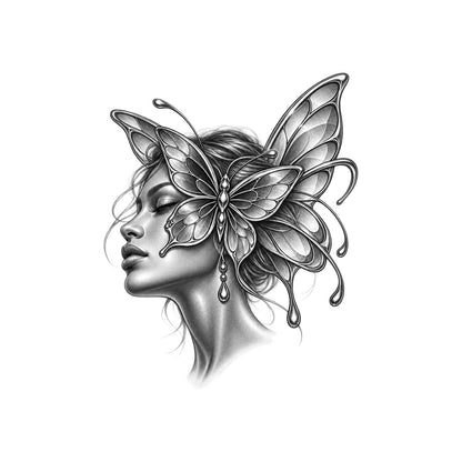 Butterfly Veil Profile Temporary Tattoo
