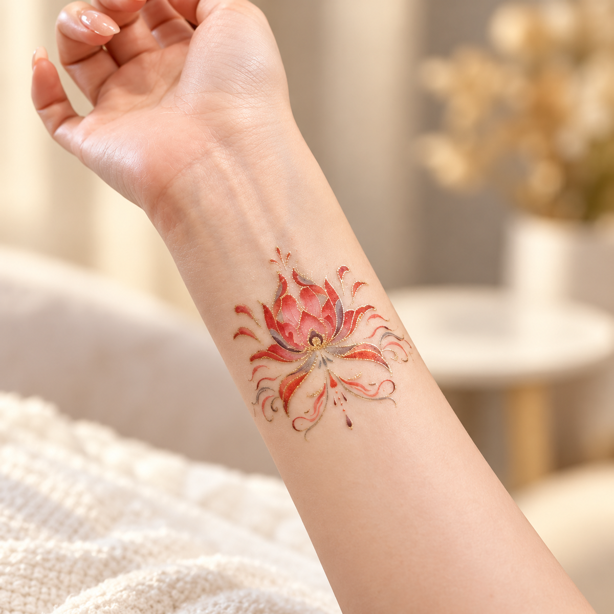 Lotus Flower Temporary Tattoo