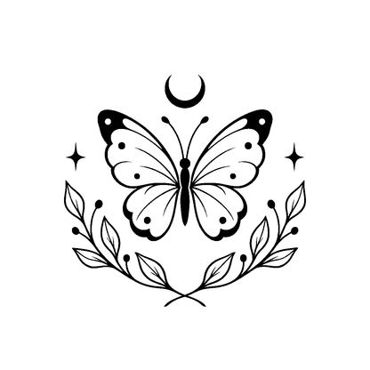 Moon Garden Butterfly Temporary Tattoo