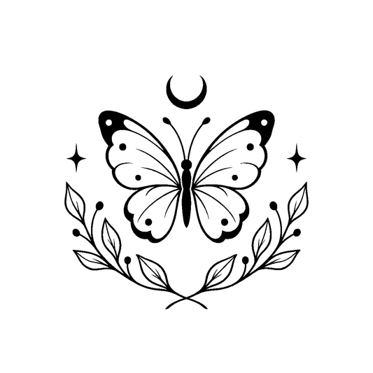 Moon Garden Butterfly Temporary Tattoo