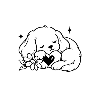 Sleepy Heart Puppy Temporary Tattoo