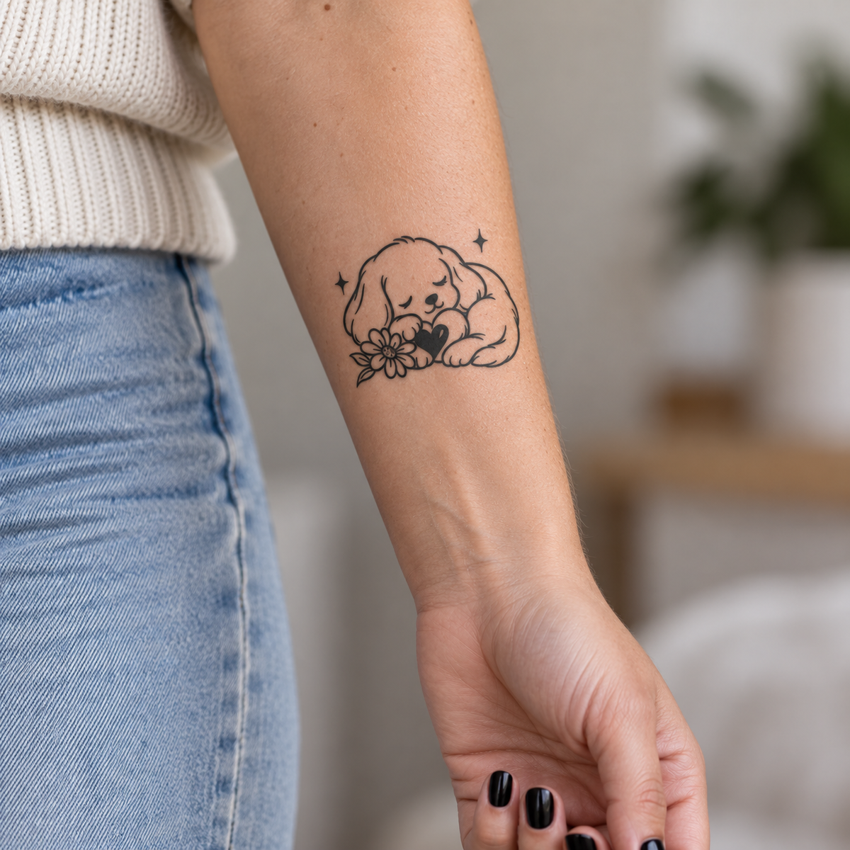 Sleepy Heart Puppy Temporary Tattoo