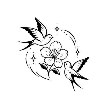 Blossom Swallow Dance Temporary Tattoo