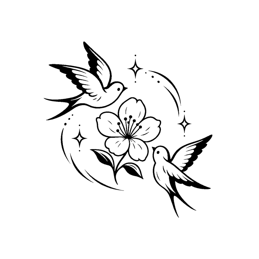 Blossom Swallow Dance Temporary Tattoo