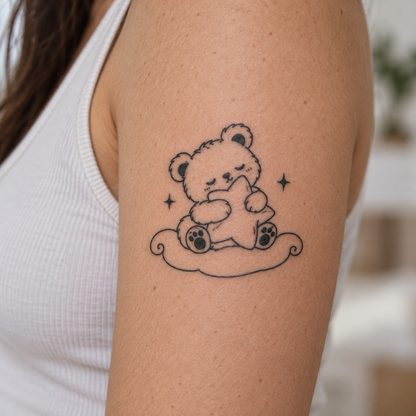 Sleepy Star Bear Temporary Tattoo | Superink Lab