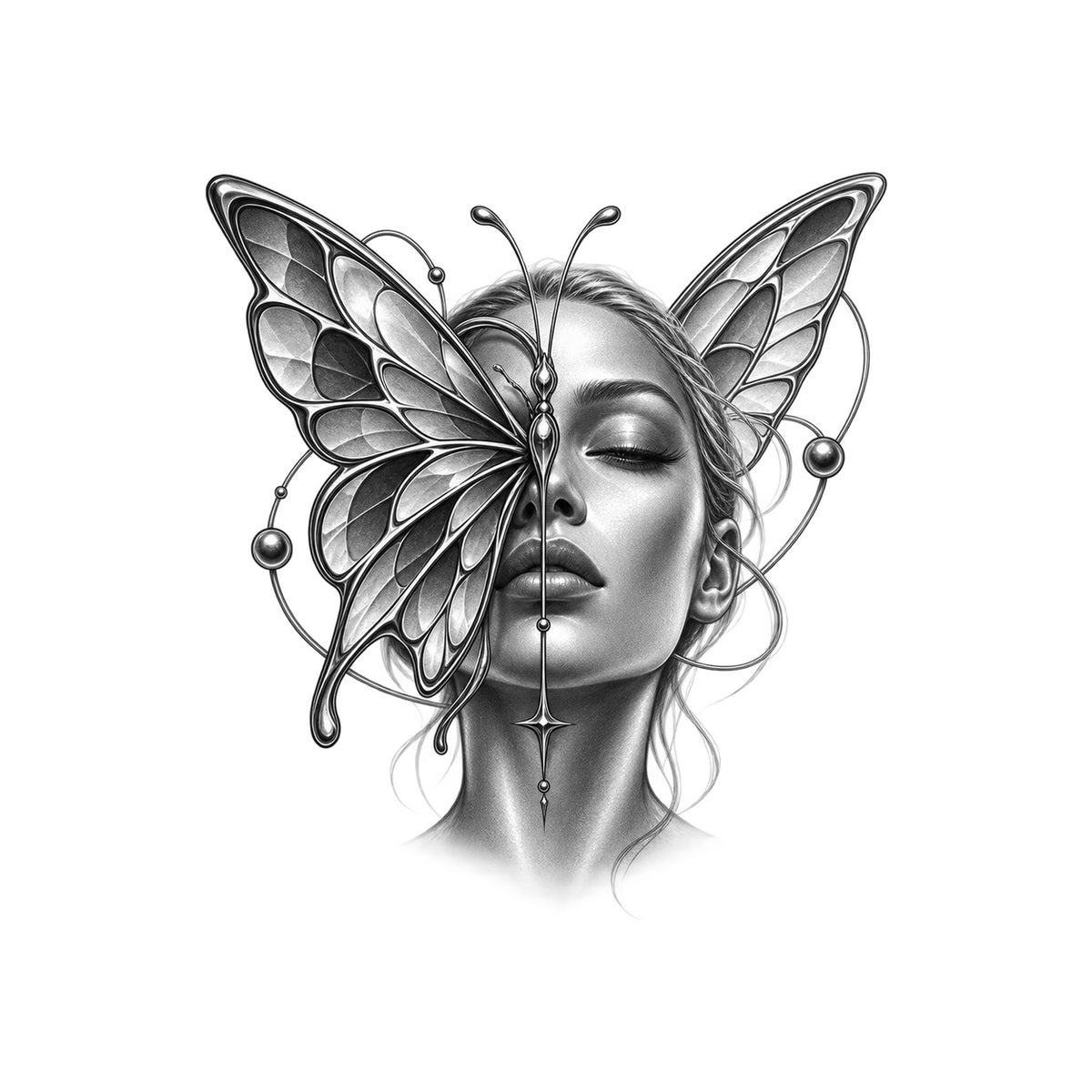 Split Wing Portrait Temporary Tattoo