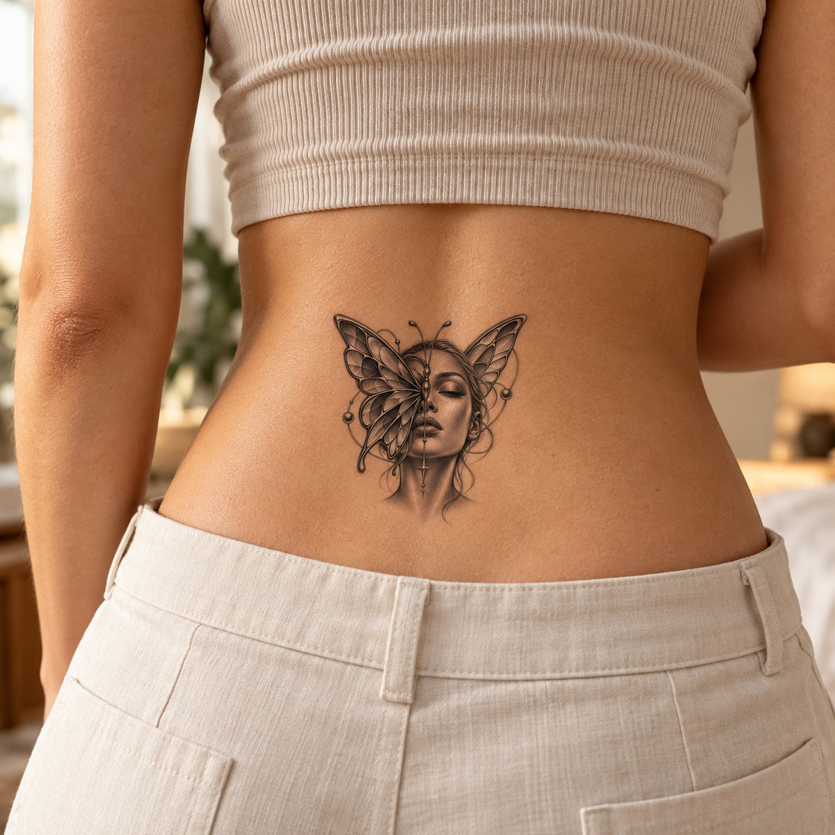 Split Wing Portrait Temporary Tattoo