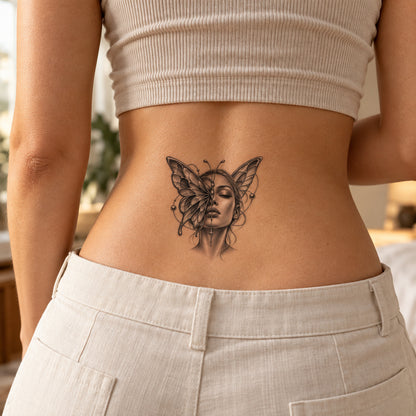 Split Wing Portrait Temporary Tattoo