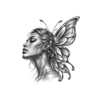 Glass Wing Profile Temporary Tattoo