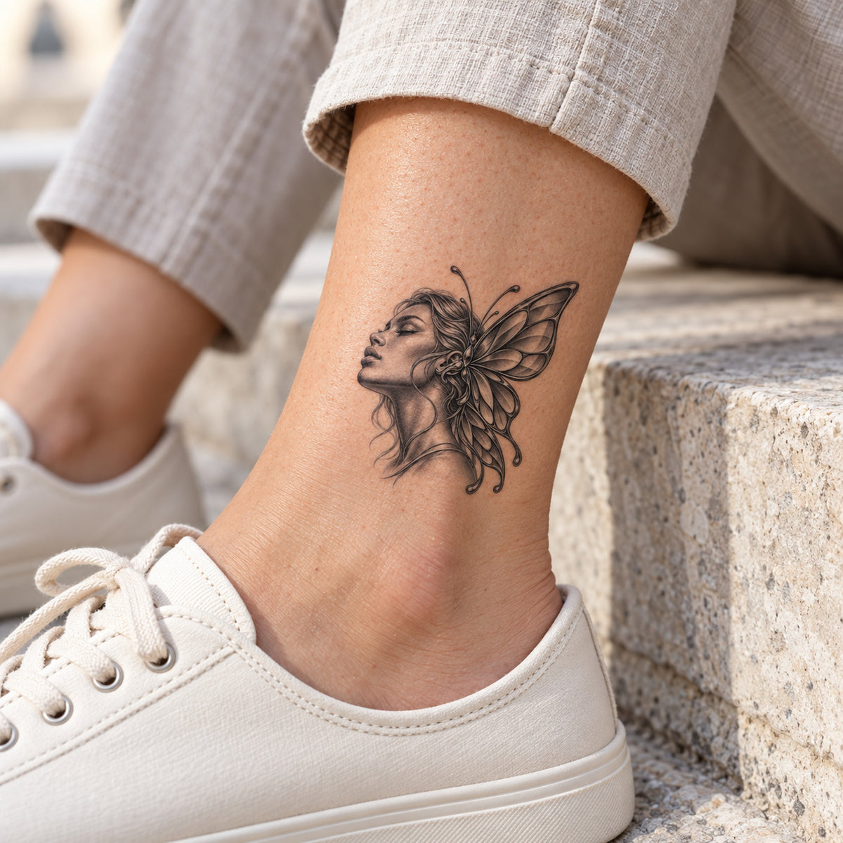 Glass Wing Profile Temporary Tattoo