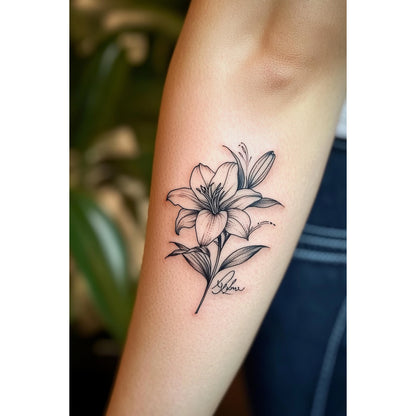 Botanical Flower Temporary Tattoo