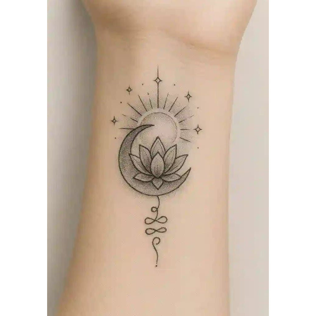 Sun Lotus Temporary Tattoo