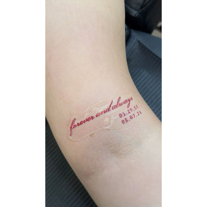 Red Script Tattoo Temporary Tattoo