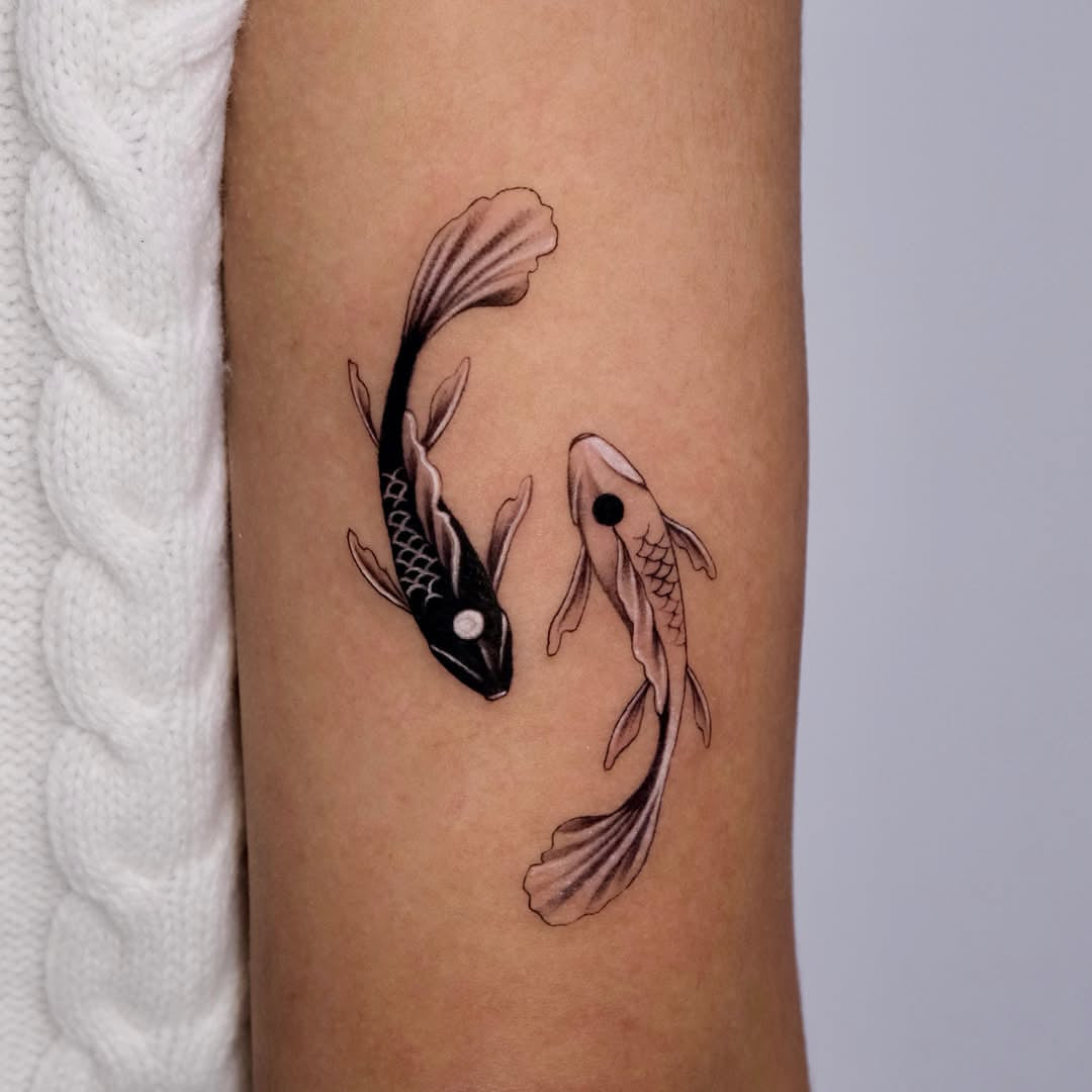 Twin Koi Fish Temporary Tattoo