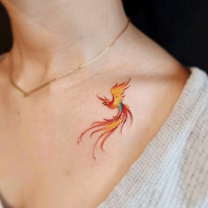 Colorful Phoenix Bird Temporary Tattoo