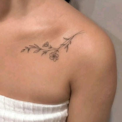 Floral Shoulder Branch Temporary Tattoo