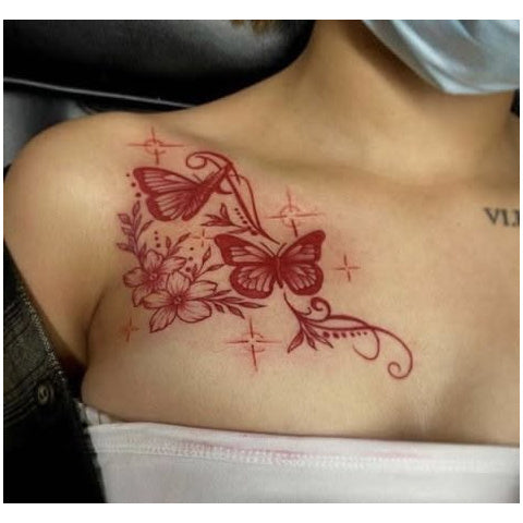 Clavicle Flower Branch Temporary Tattoo