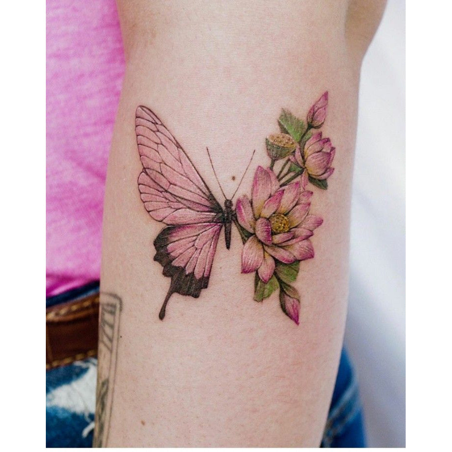 Colorful Flower Temporary Tattoo