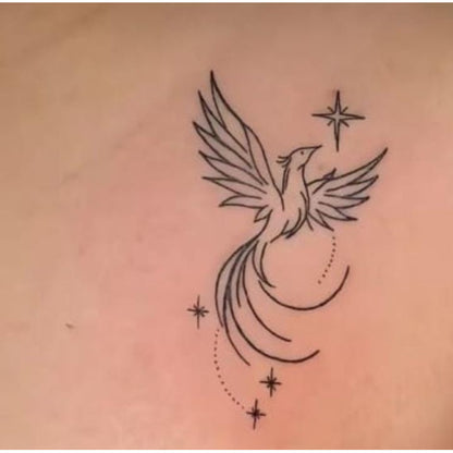 Phoenix Crescent Moon Temporary Tattoo