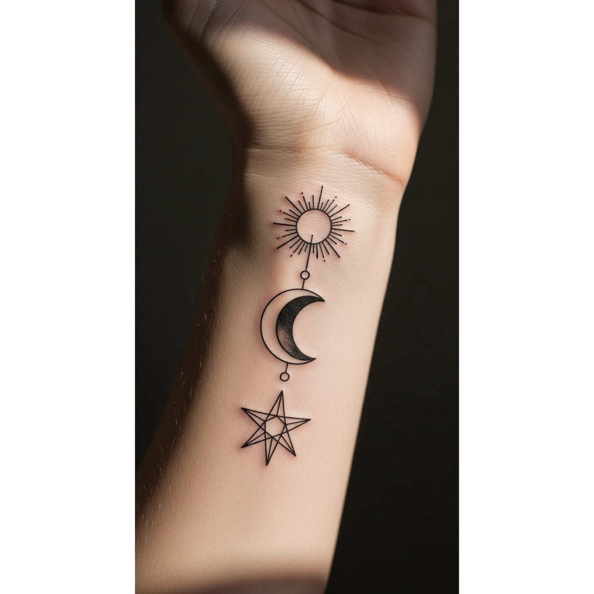 Moon Star Phases Temporary Tattoo