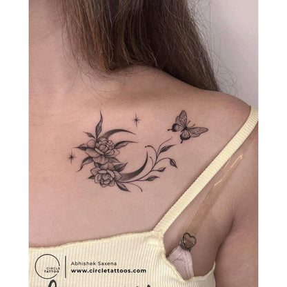 Shoulder Flowers 2 Temporary Tattoo