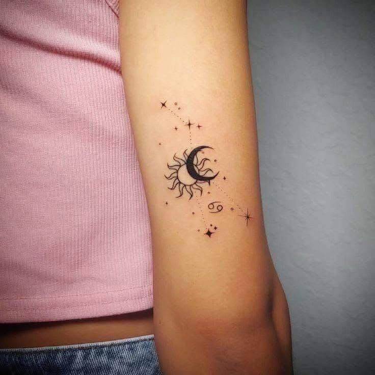 Celestial Sun Moon and Stars Temporary Tattoo