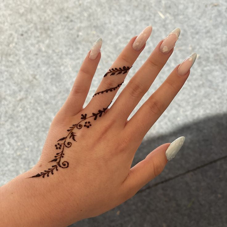 Floral Chain Hand Temporary Tattoo